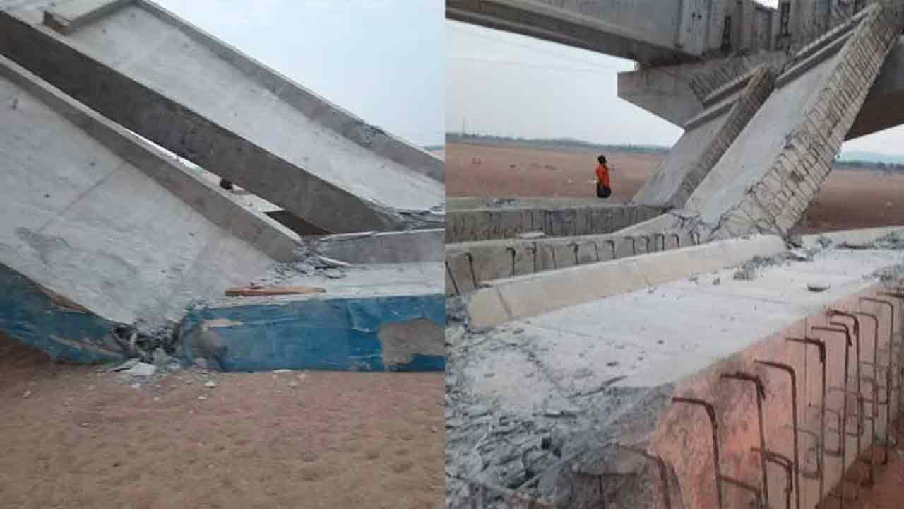 8 साल से निर्माणाधीन तेलंगाना पुल हवा के साथ उड़ गया